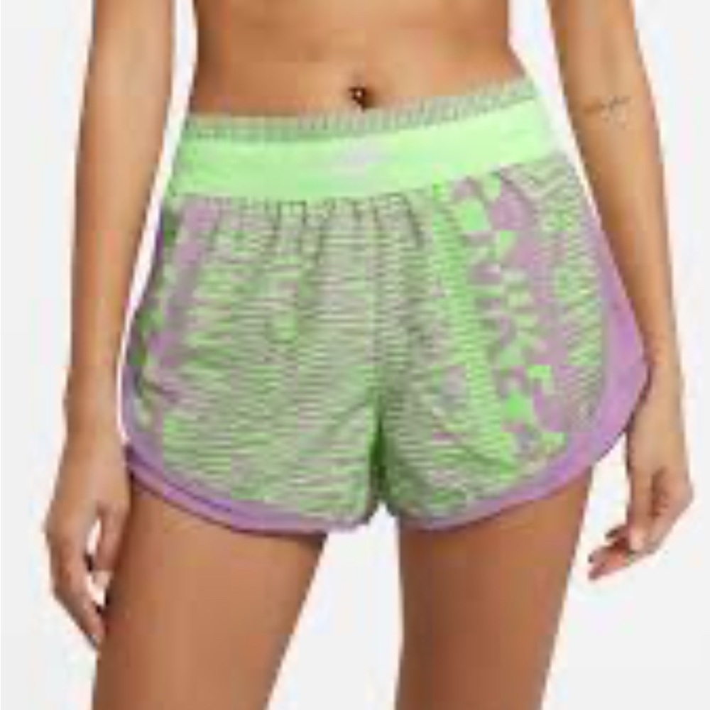 Nike Tempo Dry-Fit Printed Running Shorts, Women's Sz M, Lime Glow Violet,‎ NWOT